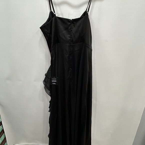 NEW Lulus Black V Neck Ruffle Trim Sleeveless Elegant Long Evening Dress Size XL - Picture 11 of 12